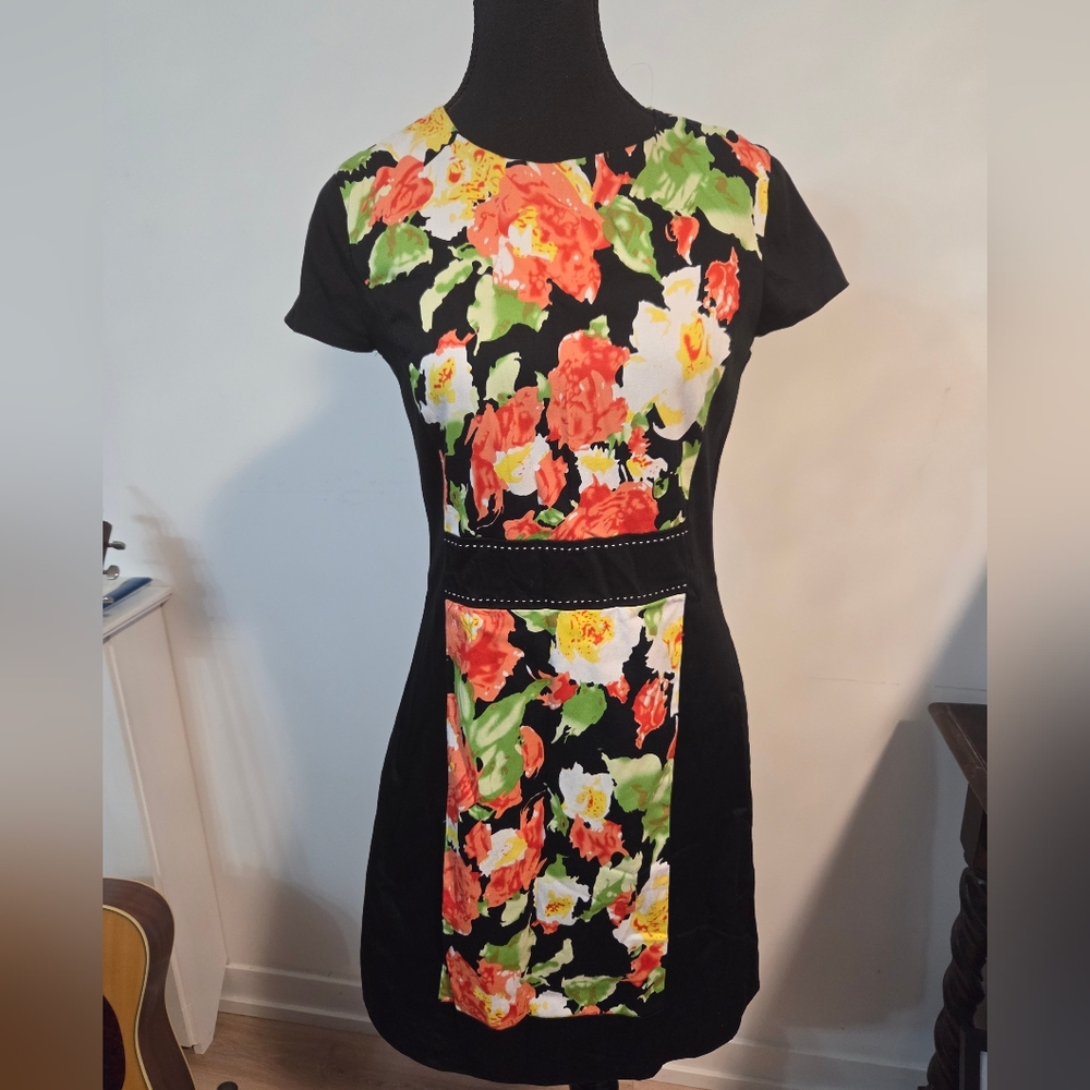 Tahari Floral Black Dress
